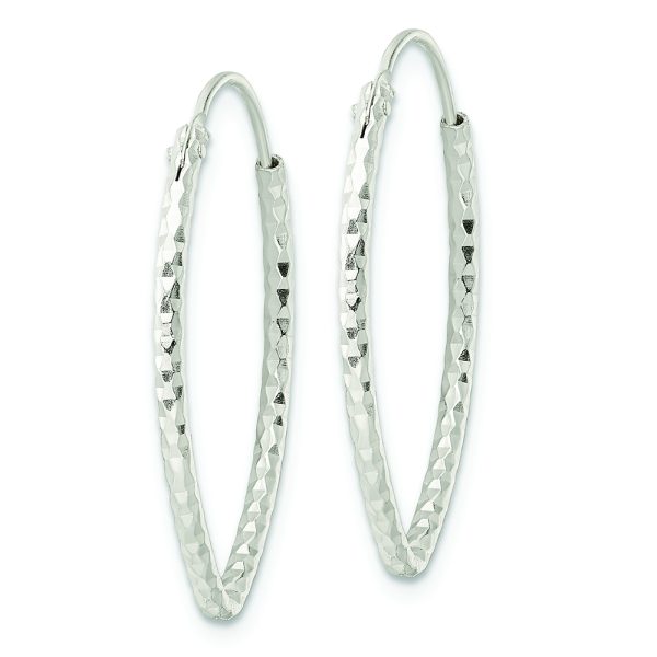 Sterling Silver Polished D/C Endless Hoop Earrings - Image 2