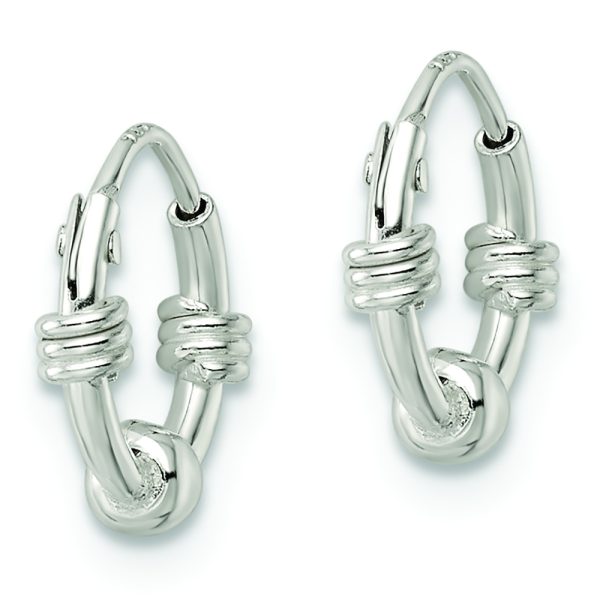 Sterling Silver Polished Beaded Circle Endless Hoop Earrings - Image 2