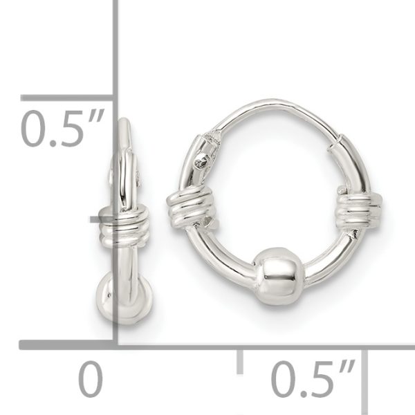 Sterling Silver Polished Beaded Circle Endless Hoop Earrings - Image 3