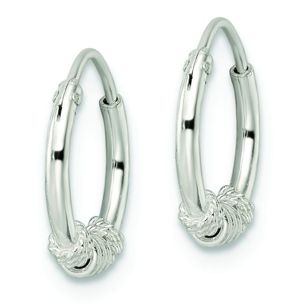 Sterling Silver Polished Beaded Circle Endless Hoop Earrings - Image 2