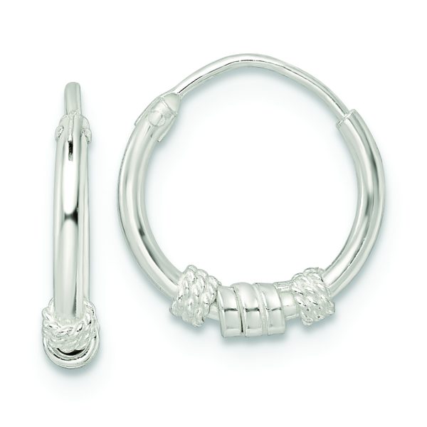Sterling Silver Polished Beaded Circle Endless Hoop Earrings