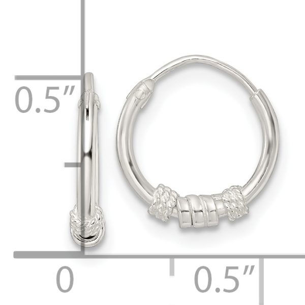 Sterling Silver Polished Beaded Circle Endless Hoop Earrings - Image 3
