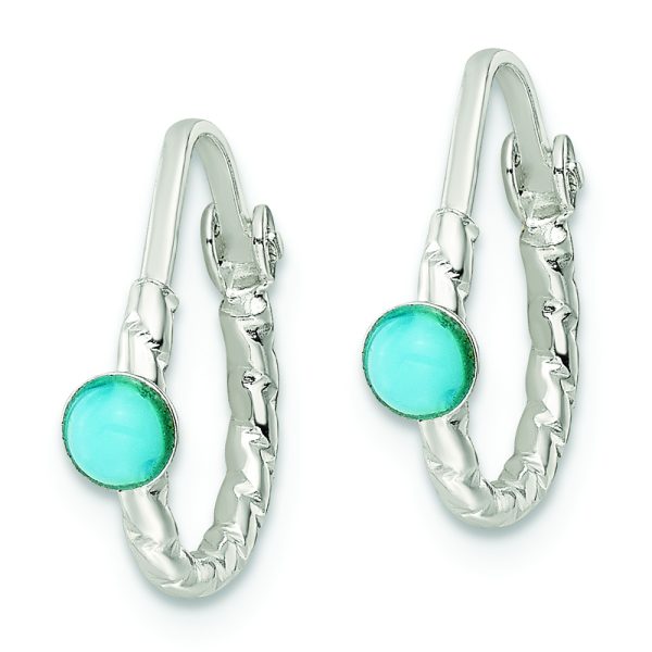 Sterling Silver Polished Turquoise Endless Hoop Earrings - Image 2