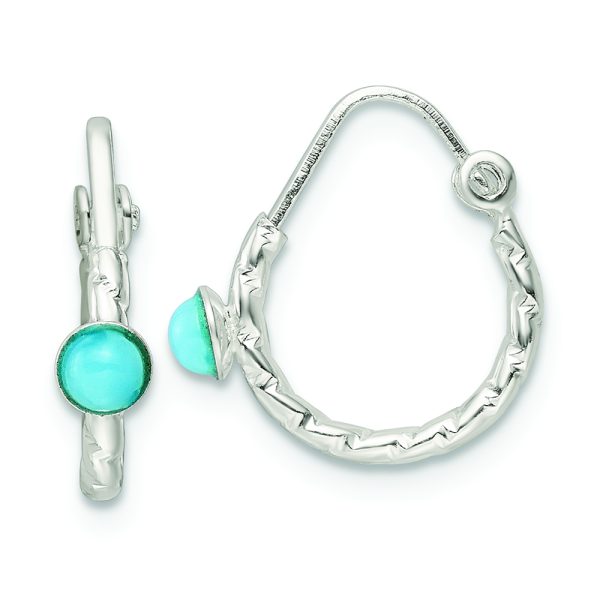 Sterling Silver Polished Turquoise Endless Hoop Earrings