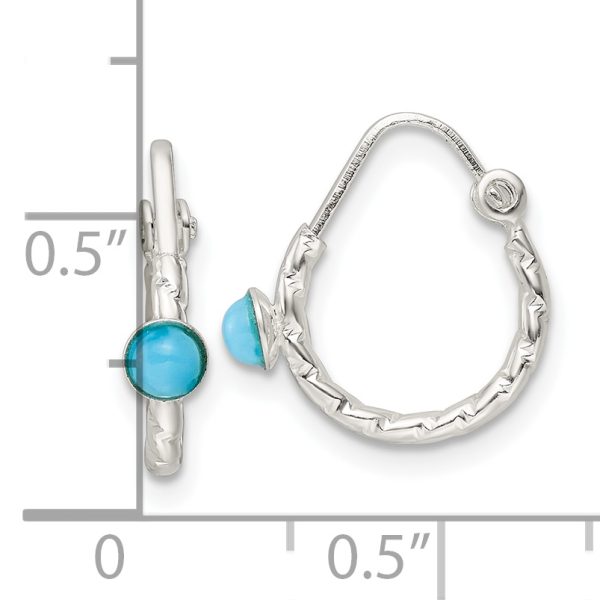 Sterling Silver Polished Turquoise Endless Hoop Earrings - Image 3