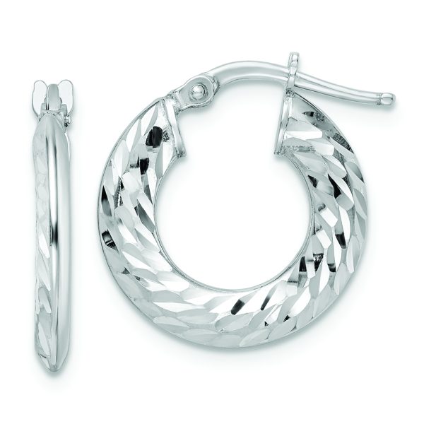 Sterling Silver Rhodium-plated 2x18mm D/C Knife-edge Tube Hoop Earrings