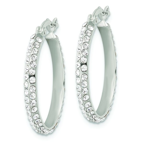Sterling Silver CZ Round Hoop Earrings - Image 2