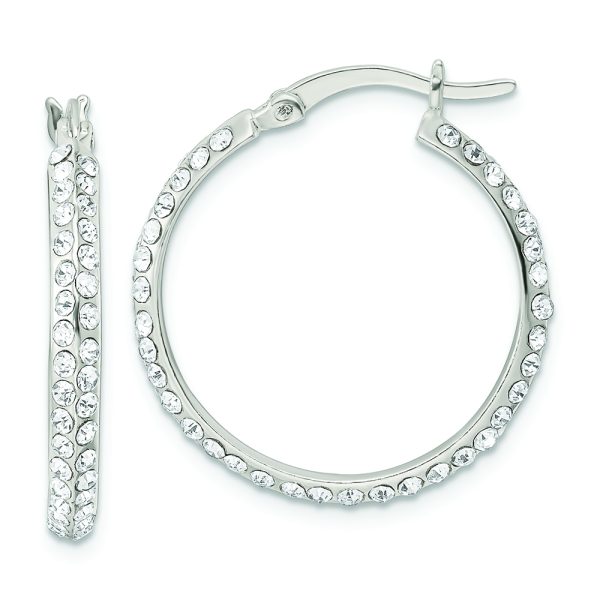 Sterling Silver CZ Round Hoop Earrings