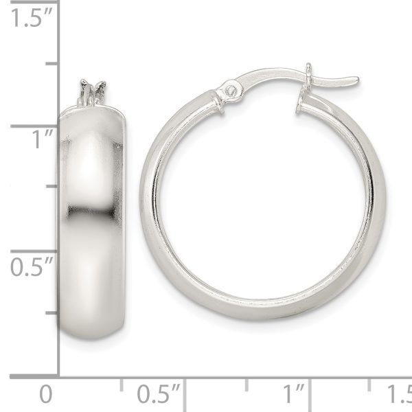 Sterling Silver Polished 7x25mm Hoop Earrings - Image 3