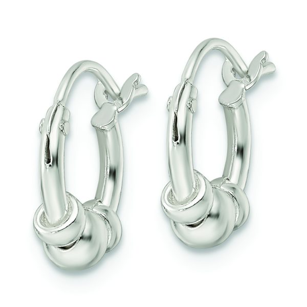 Sterling Silver Polished Beaded Circle Hoop Earrings - Image 2