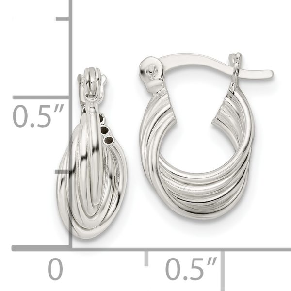 Sterling Silver Polished Triple Circle Hoop Earrings - Image 3