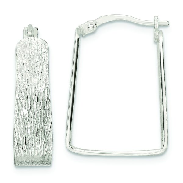 Sterling Silver Textured 5.5mm Square Hoop Earrings