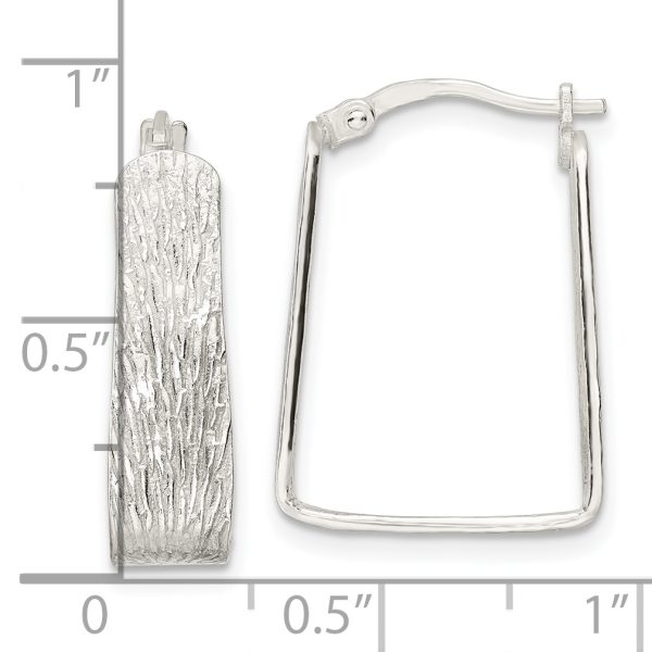 Sterling Silver Textured 5.5mm Square Hoop Earrings - Image 3