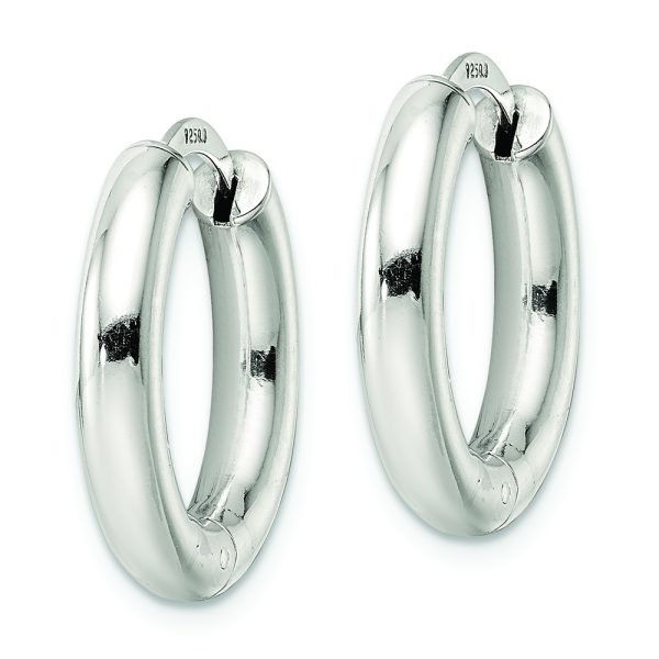 Sterling Silver Polished Hinged Circle Hoop Earrings - Image 2