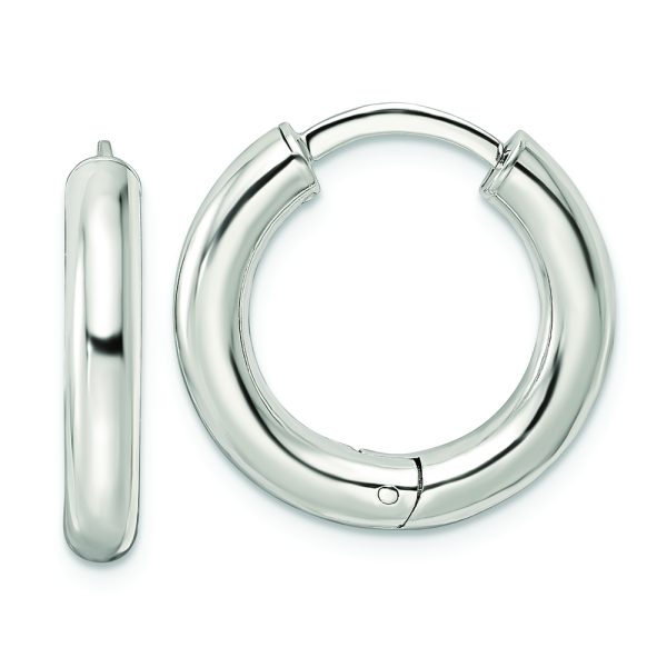 Sterling Silver Polished Hinged Circle Hoop Earrings