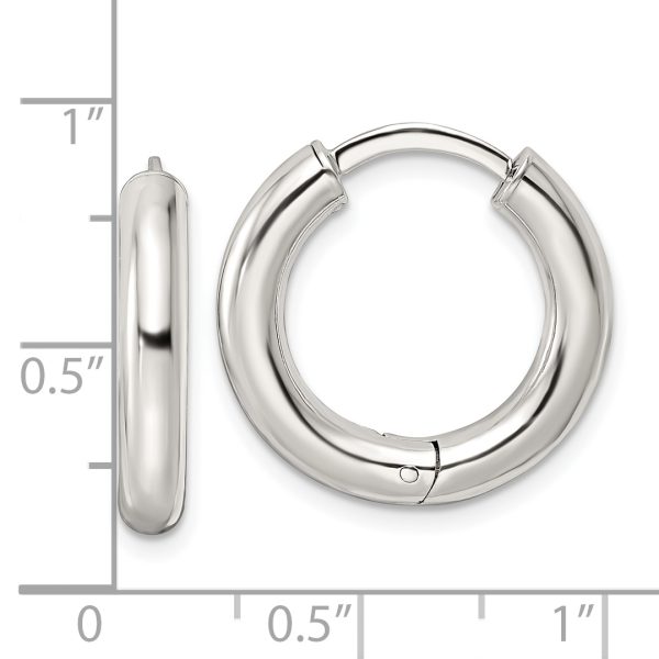 Sterling Silver Polished Hinged Circle Hoop Earrings - Image 3