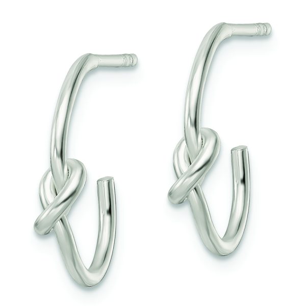 Sterling Silver Polished Knotted Hoop Earrings - Image 2