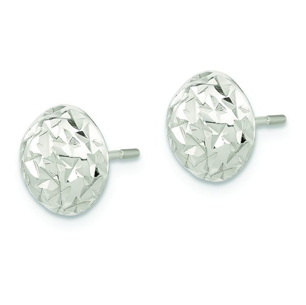 Sterling Silver Polished D/C Textured Post Earrings - Image 2