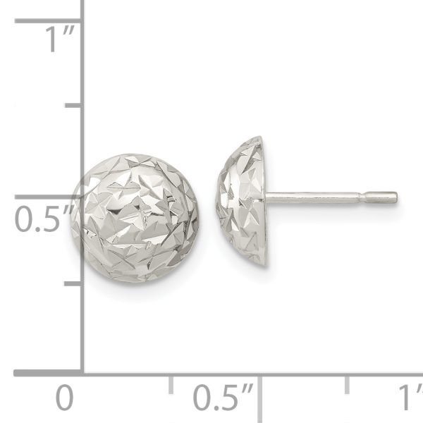 Sterling Silver Polished D/C Textured Post Earrings - Image 3