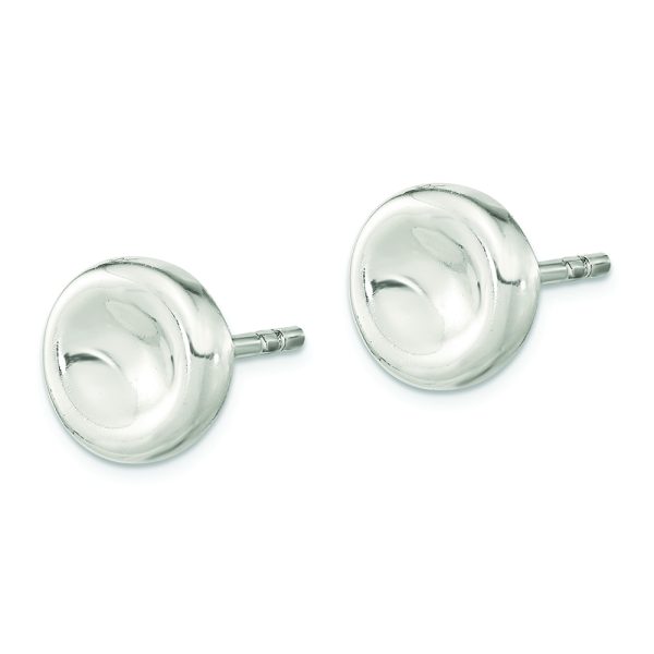 Sterling Silver Polished Puffed Circle Post Earrings - Image 2