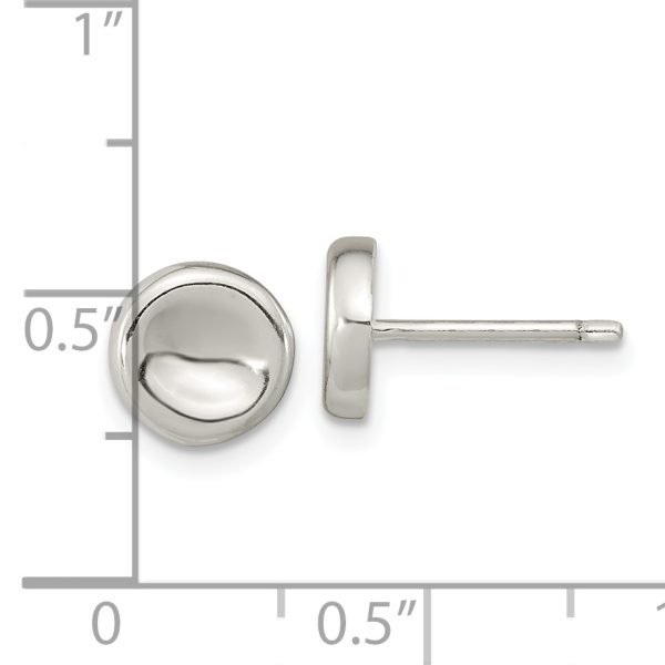 Sterling Silver Polished Puffed Circle Post Earrings - Image 3