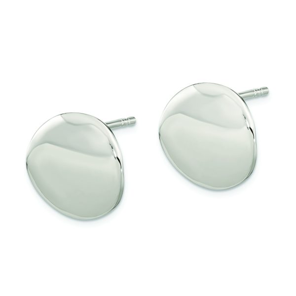 Sterling Silver Polished 12mm Flat Circle Post Earrings - Image 2