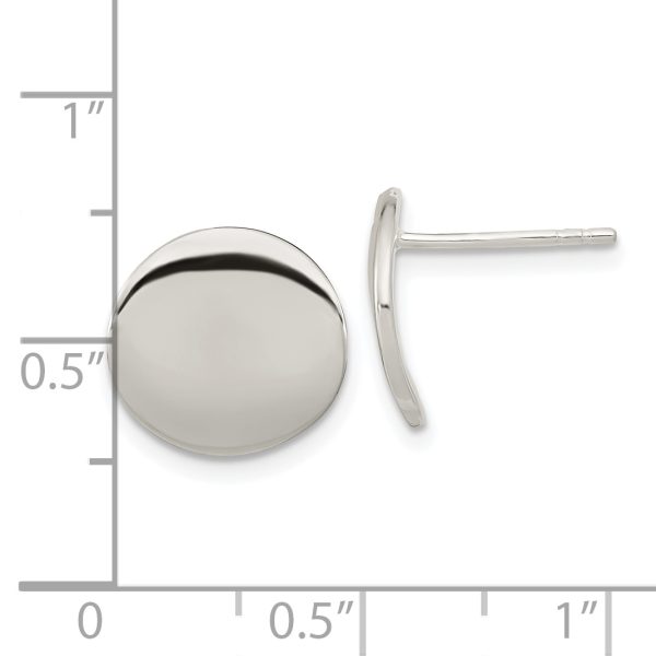 Sterling Silver Polished 12mm Flat Circle Post Earrings - Image 3