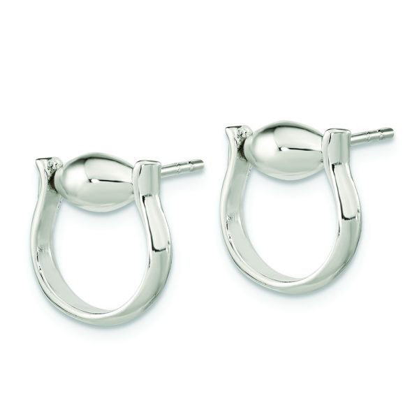 Sterling Silver Polished Hoop Dangle Post Earrings - Image 2