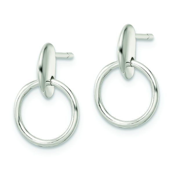 Sterling Silver Circle Dangle Post Earrings - Image 2