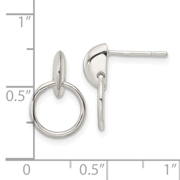 Sterling Silver Circle Dangle Post Earrings - Image 3