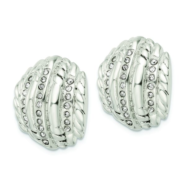 Sterling Silver Polished Crystal Post Earrings - Image 2