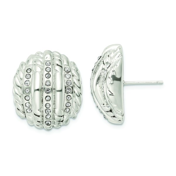 Sterling Silver Polished Crystal Post Earrings
