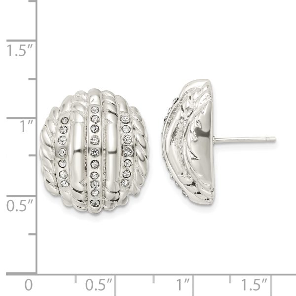 Sterling Silver Polished Crystal Post Earrings - Image 3