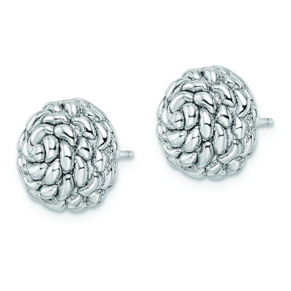 Sterling Silver Rhodium-plated Polished Flower Post Earrings - Image 2