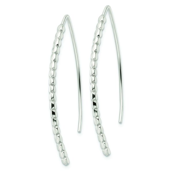 Sterling Silver Polished & Textured Threader Earrings - Image 2