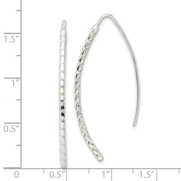 Sterling Silver Polished & Textured Threader Earrings - Image 3