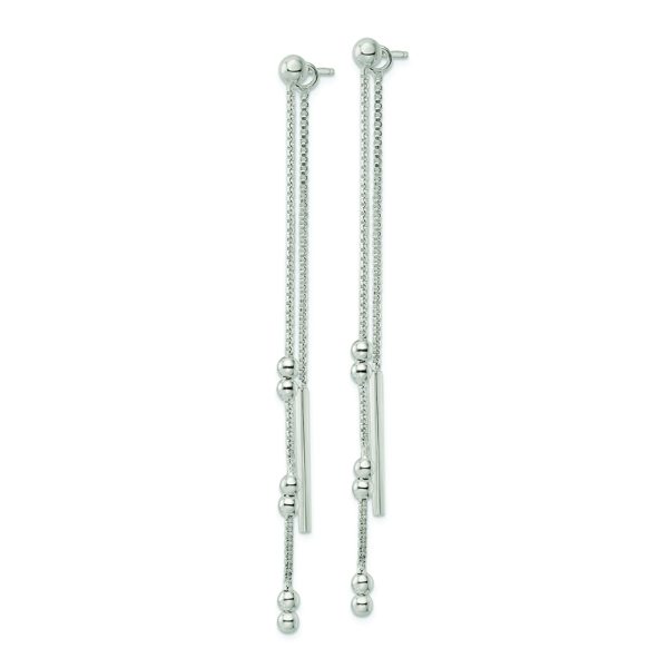 Sterling Silver Chain and Bar Dangle Post Earrings - Image 2
