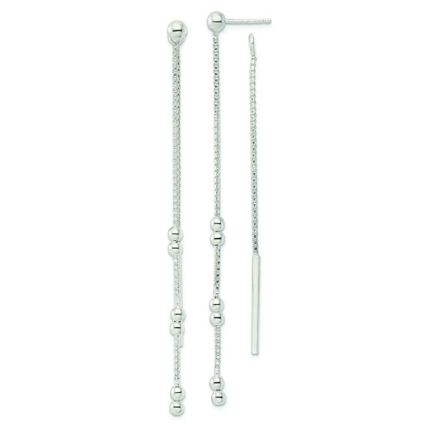 Sterling Silver Chain and Bar Dangle Post Earrings