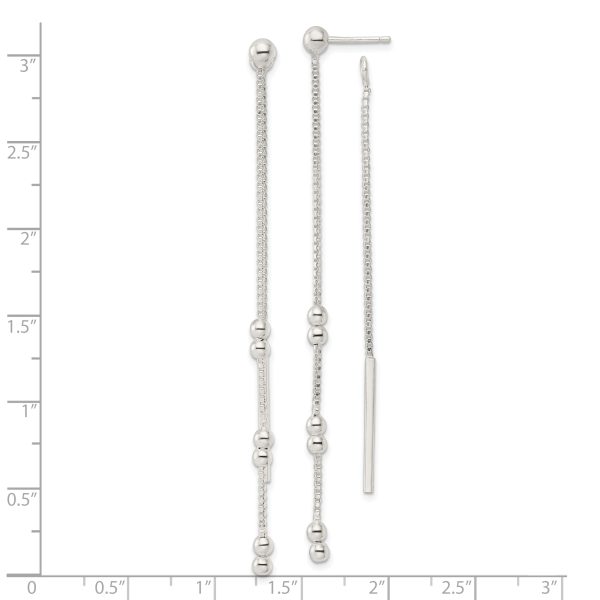 Sterling Silver Chain and Bar Dangle Post Earrings - Image 3