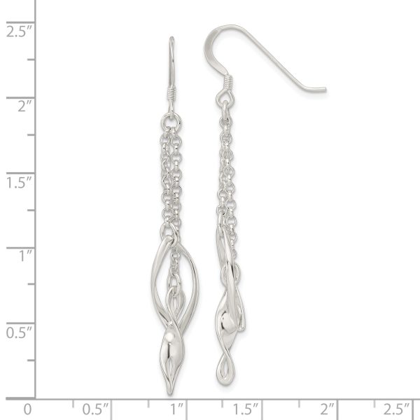 Sterling Silver Polished Double Twisted & Chain Dangle Earrings - Image 3