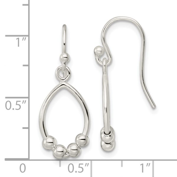 Sterling Silver Polished Beaded Teardrop Dangle Earrings - Image 3