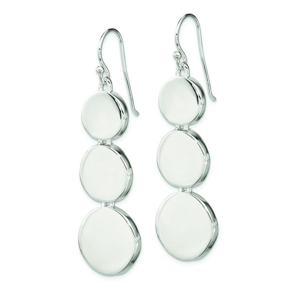 Sterling Silver Polished Tapered Disc Dangle Earrings - Image 2