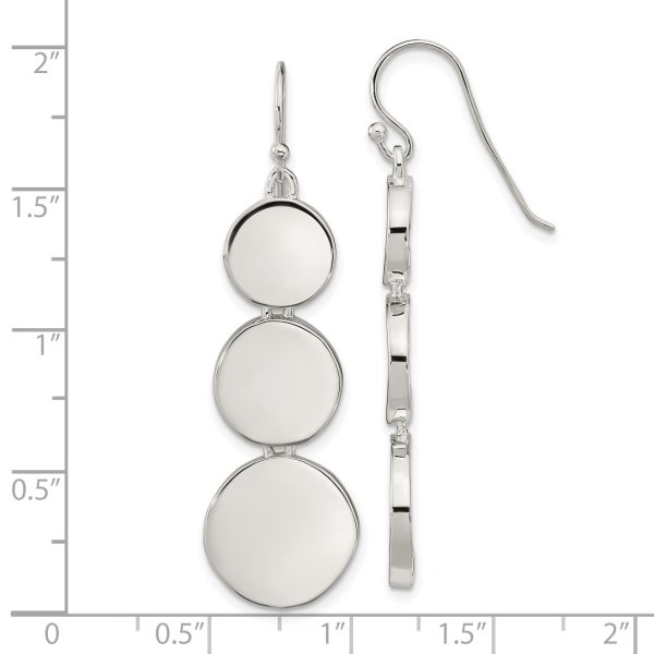 Sterling Silver Polished Tapered Disc Dangle Earrings - Image 3