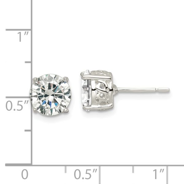 Sterling Silver Polished 8mm Round CZ Infinity Basket Set Stud Earrings - Image 3
