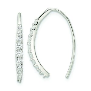 Sterling Silver Polished CZ Threader Earrings