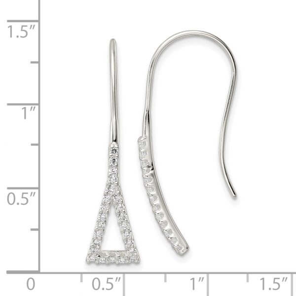 Sterling Silver Polished Triangle CZ Dangle Earrings - Image 3