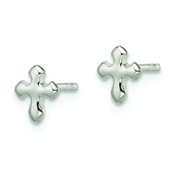 Sterling Silver Polished Cross Earrings - Image 2