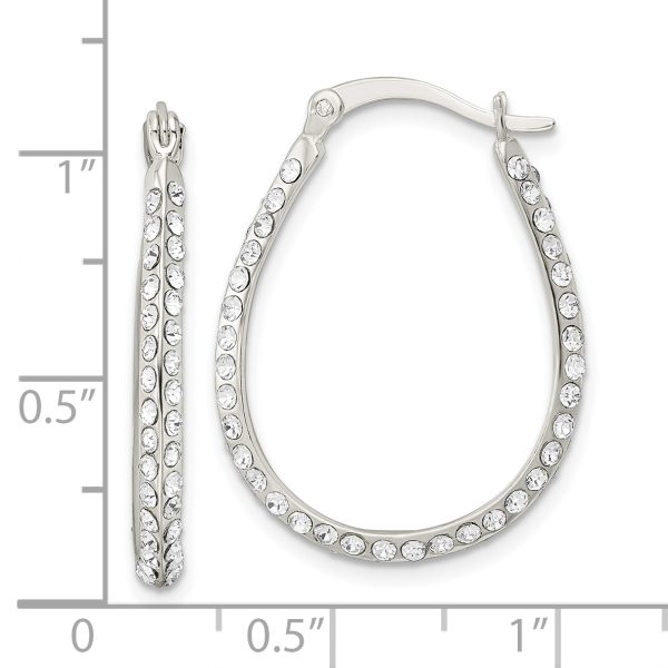 Sterling Silver CZ Oval Hoop Earrings - Image 3