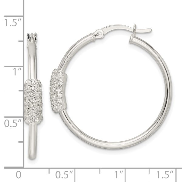 Sterling Silver Polished and CZ Circle Hoop Earrings - Image 3