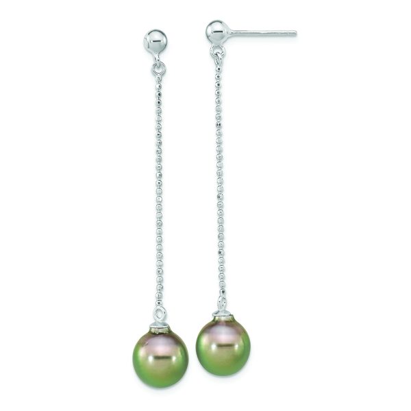 Sterling Silver Rhodium-plated 9-10mm Tahitian Saltwater Pearl Earrings